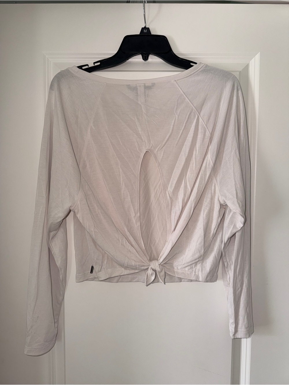 Women's White Tie-Back Long Sleeve Top